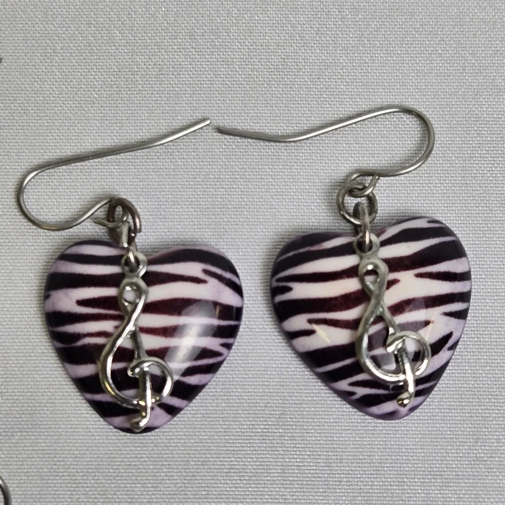 Lot of 3 Pairs of Earrings Stars Hearts Hoops Silver Tone Hardware